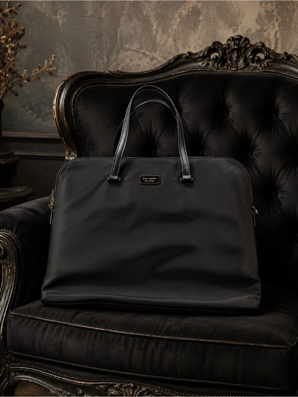 Kate Spade | Black Nylon Laptop Bag with Top Handles